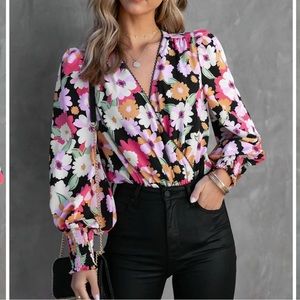 Vici Rayna Floral puff sleeve bodysuit